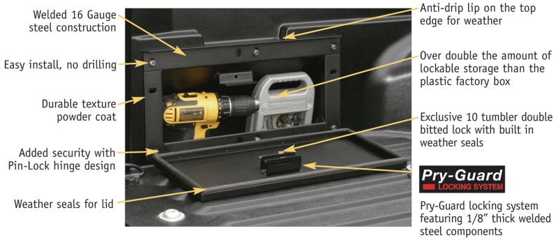 Tuffy Truck Bed Lockbox W/ Combo Lock For Toyota Tacoma