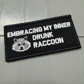 As Seen on Socials - Embracing My Inner Drunk Raccoon - 2x4 Patch - Black w/Silver