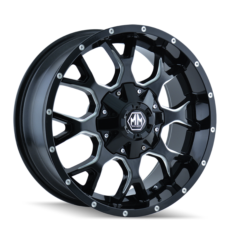 Mayhem 8015 Warrior 20x10 / 8x165.1 BP / -25mm Offset / 130.8mm Hub Gloss Black Milled Wheel
