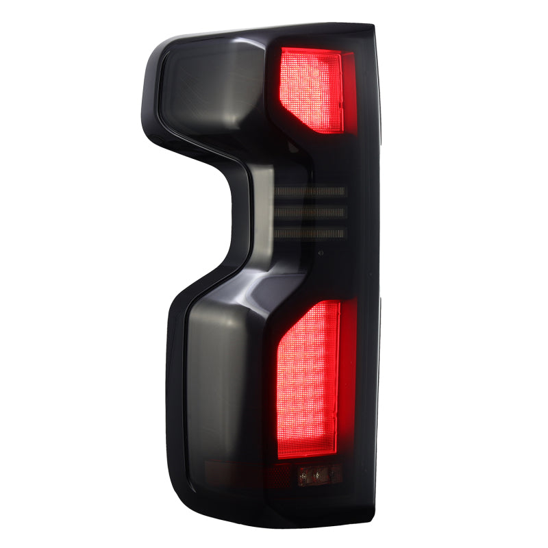 AlphaRex 19+Cheverolet 1500/2500HD/3500HD Silverado Luxx Series LED TailLights Alpha-Black Top-Etch