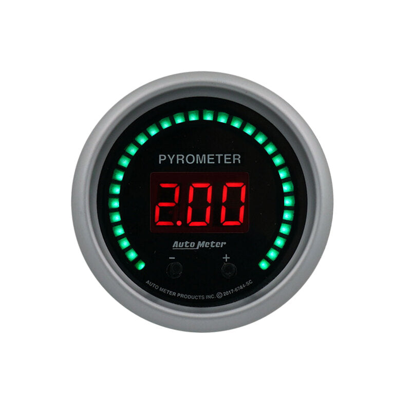 Autometer 52.4mm Black Two Channel 0-2000 Degree Pyrometer (EGT) Sport-Comp Elite Digital Gauge