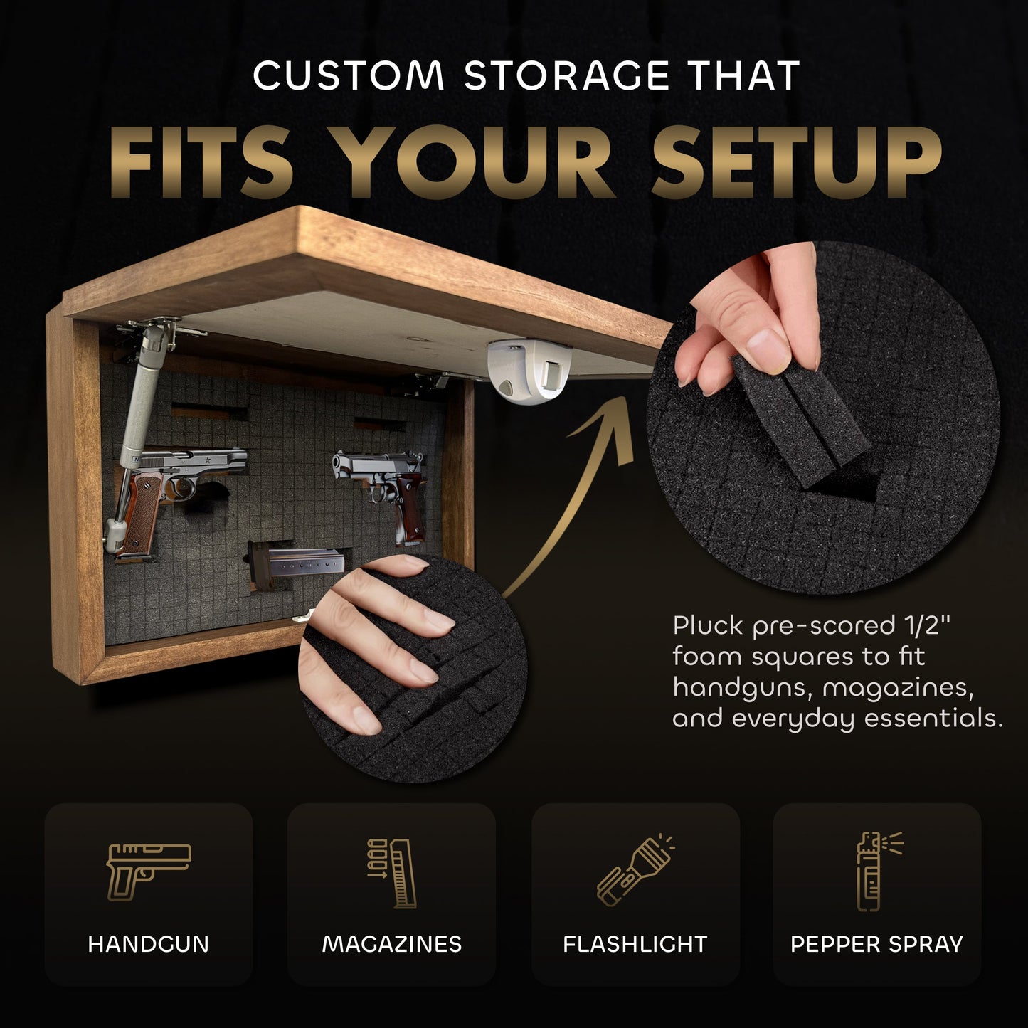 Wild Turkey Gobbler Gun Concealment Furniture - Handcrafted Hidden Gun Storage Wall Decor - Hidden Safe Furniture with Magnetic Lock for Quick Access & Storage