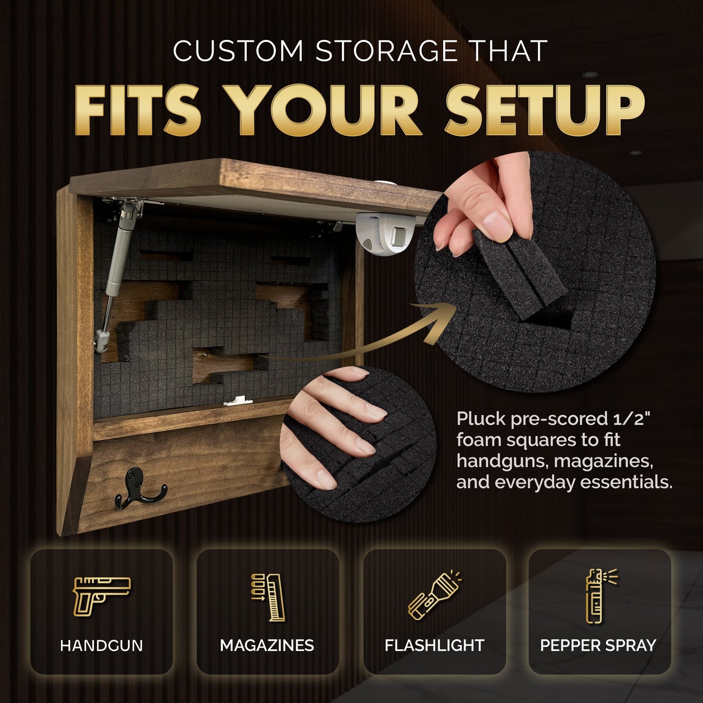 Grizzly Bear Gun Concealment Furniture - Handcrafted Hidden Gun Storage Wall Decor - Hidden Safe Furniture with Magnetic Lock for Quick Access - Made in USA