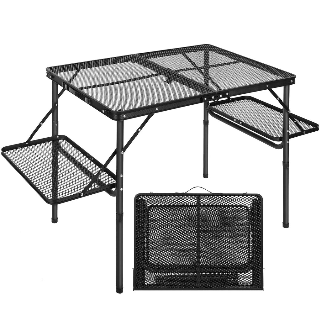 Folding Grill Table for Outside with Adjustable Height Legs