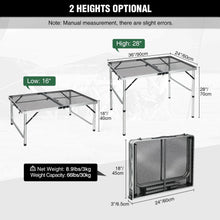 Load image into Gallery viewer, Folding Grill Table for Outside with Adjustable Height Legs
