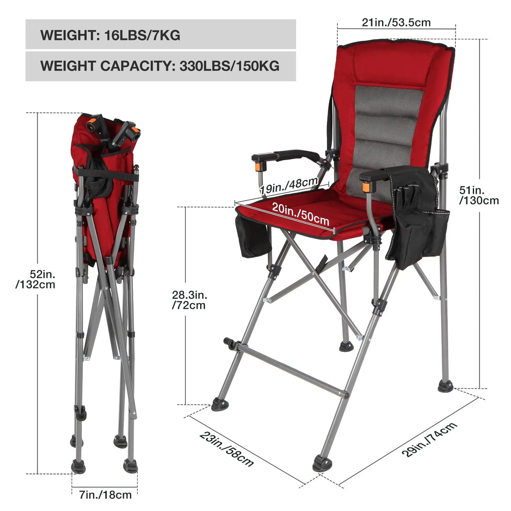 Extra Tall Folding Chair with High Back and Hard Arms