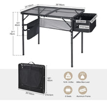 Load image into Gallery viewer, Folding Grill Table for Outside with Adjustable Height Legs