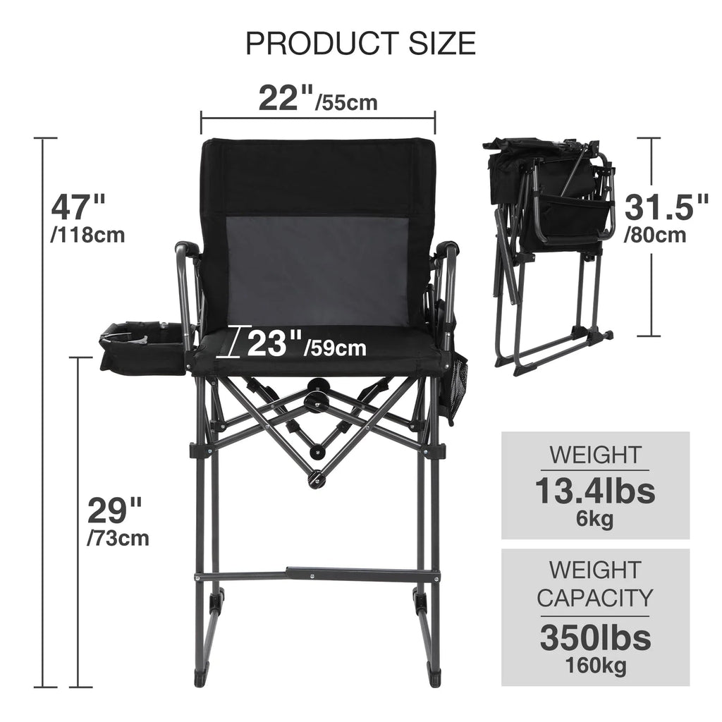 Extra Tall Folding Chair with High Back and Hard Arms
