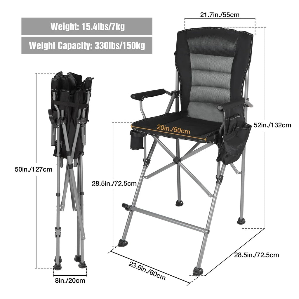 Extra Tall Folding Chair with High Back and Hard Arms
