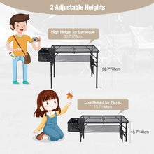 Load image into Gallery viewer, Folding Grill Table for Outside with Adjustable Height Legs