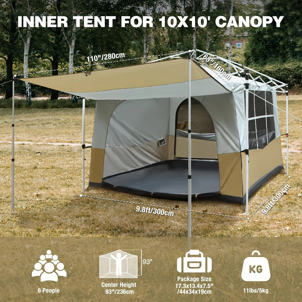 Camping Cube Inner Tent for 10'x10' Pop Up Canopy (Canopy & Frame NOT Included)