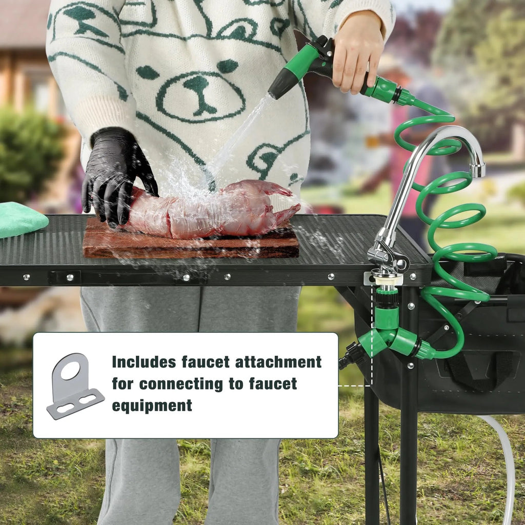 Portable Camping Kitchen Table with Storage Organizer for Outdoor