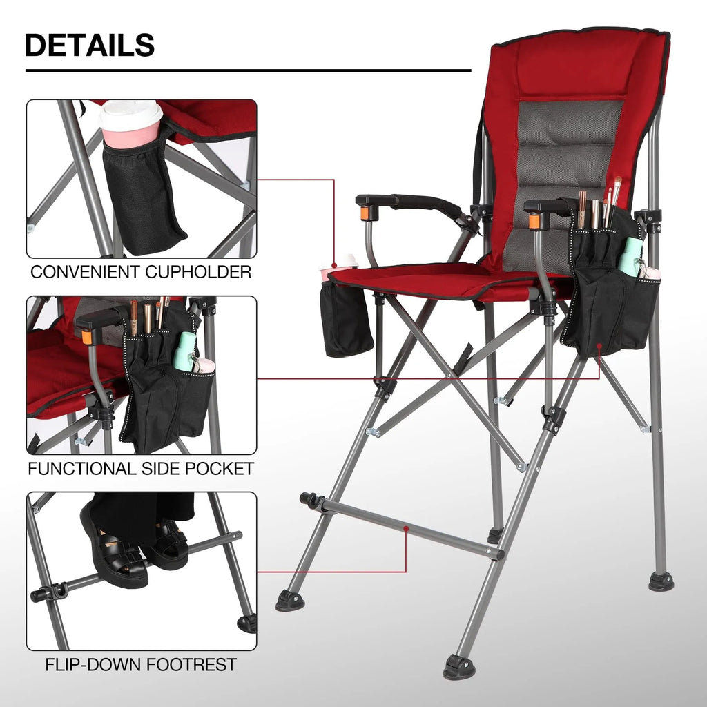 Extra Tall Folding Chair with High Back and Hard Arms