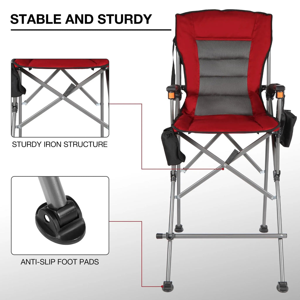 Extra Tall Folding Chair with High Back and Hard Arms