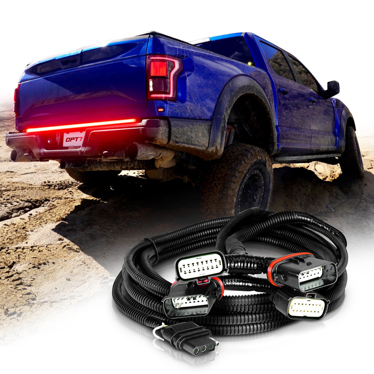 Ford F150 Tailgate LED Light Bar Bundle: Redline Parlux LED Tailgate Light Bar with F150 Quick Connect Harness Kit