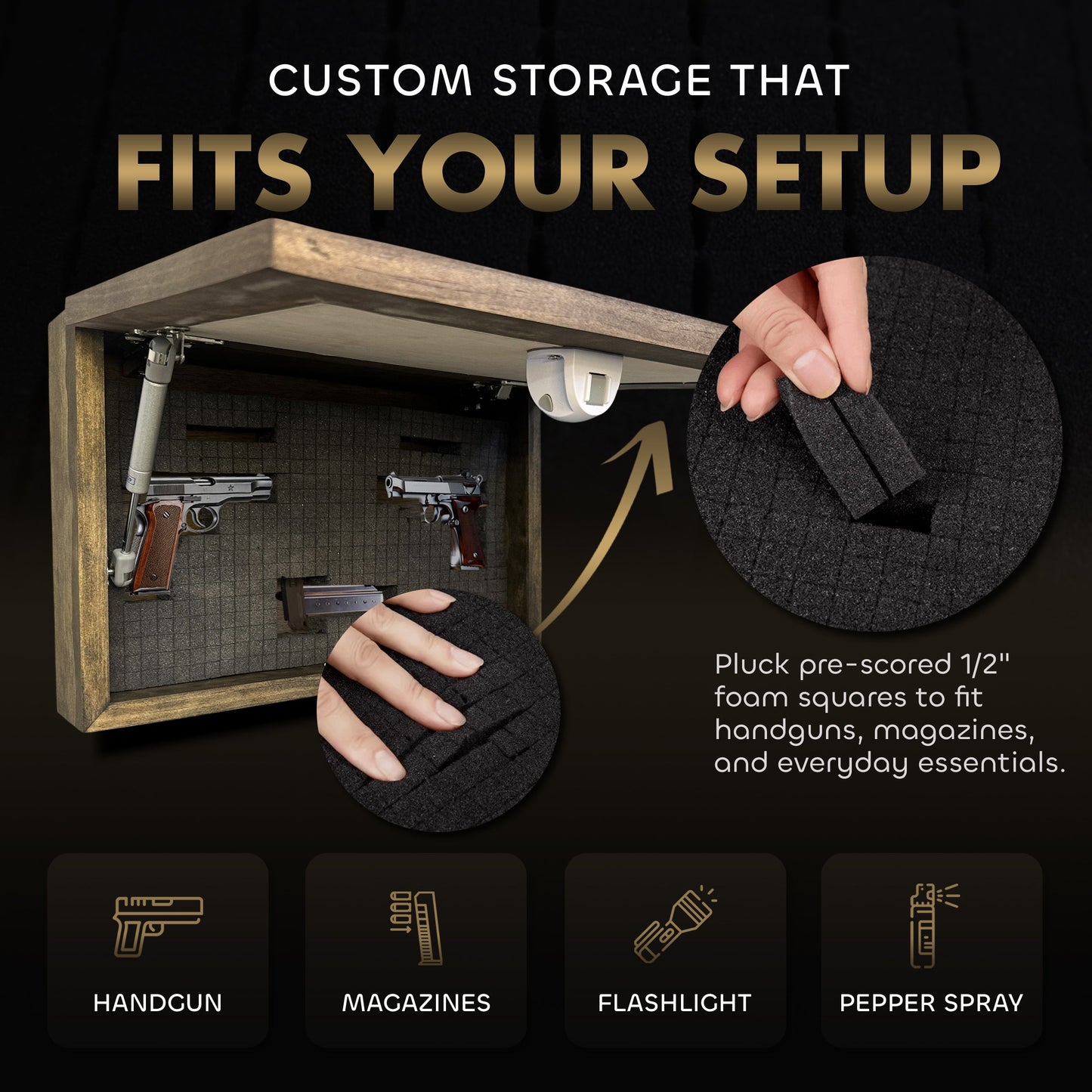 Deer Stream Buck Mountains Gun Concealment Furniture - Handcrafted Hidden Gun Storage Wall Decor - Hidden Safe Furniture with Magnetic Lock for Quick Access & Storage