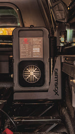 Mounted LF Bros Diesel Air Heater inside a truck by Dirtbox Overland, showcasing a secure installation in an outdoor setting.