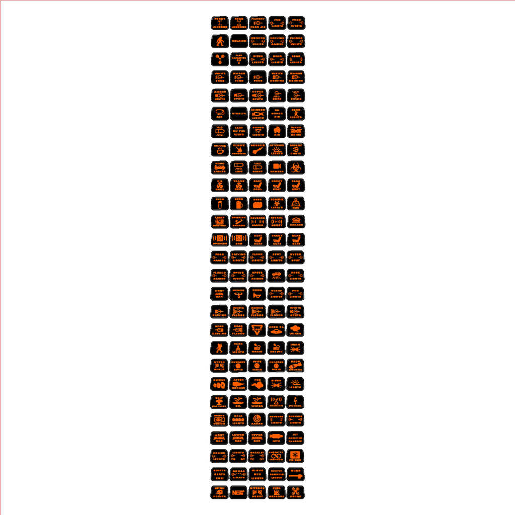 Printed Series Auxiliary Switch Labels (Upfitter) - 2021+ Bronco / F-150 Tremor / F-150 Raptor / Ranger Tremor / 2023+ Super Duty / 25+ Bronco Sport