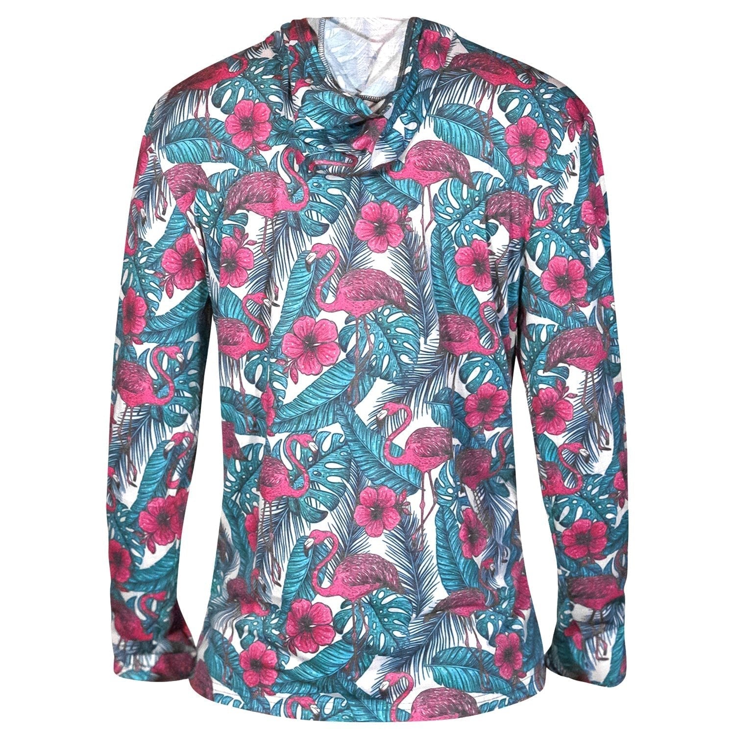 The tribal patterned Men's Outdoors Long Sleeve Performance Hoodie by Combat Iron Apparel, modeled by a man outdoors.