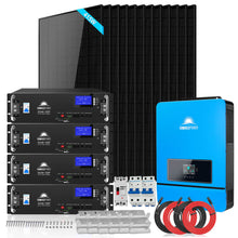 Load image into Gallery viewer, Off-Grid Solar Kit 8000W 48VDC 120V/240V LifePo4 10.24KWH-16.07KWH Lithium Battery 8 X 415 Watts Solar Panels SGR-8K10E