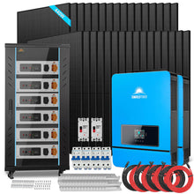 Load image into Gallery viewer, OFF GRID SOLAR KIT 20KW 48VDC 120V/240V LIFEPO4 30.72KWH-32.14KWH LITHIUM BATTERY 32 X 450 WATTS SOLAR PANELS SGR-20K30E