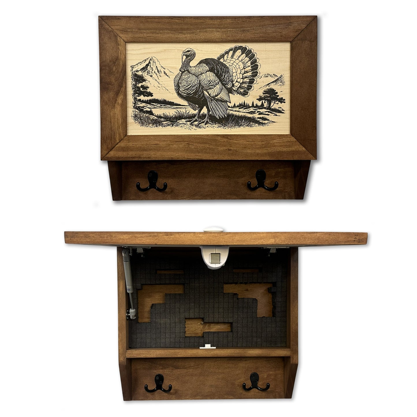 Wild Turkey Gobbler Gun Concealment Furniture - Handcrafted Hidden Gun Storage Wall Decor - Hidden Safe Furniture with Magnetic Lock for Quick Access & Storage