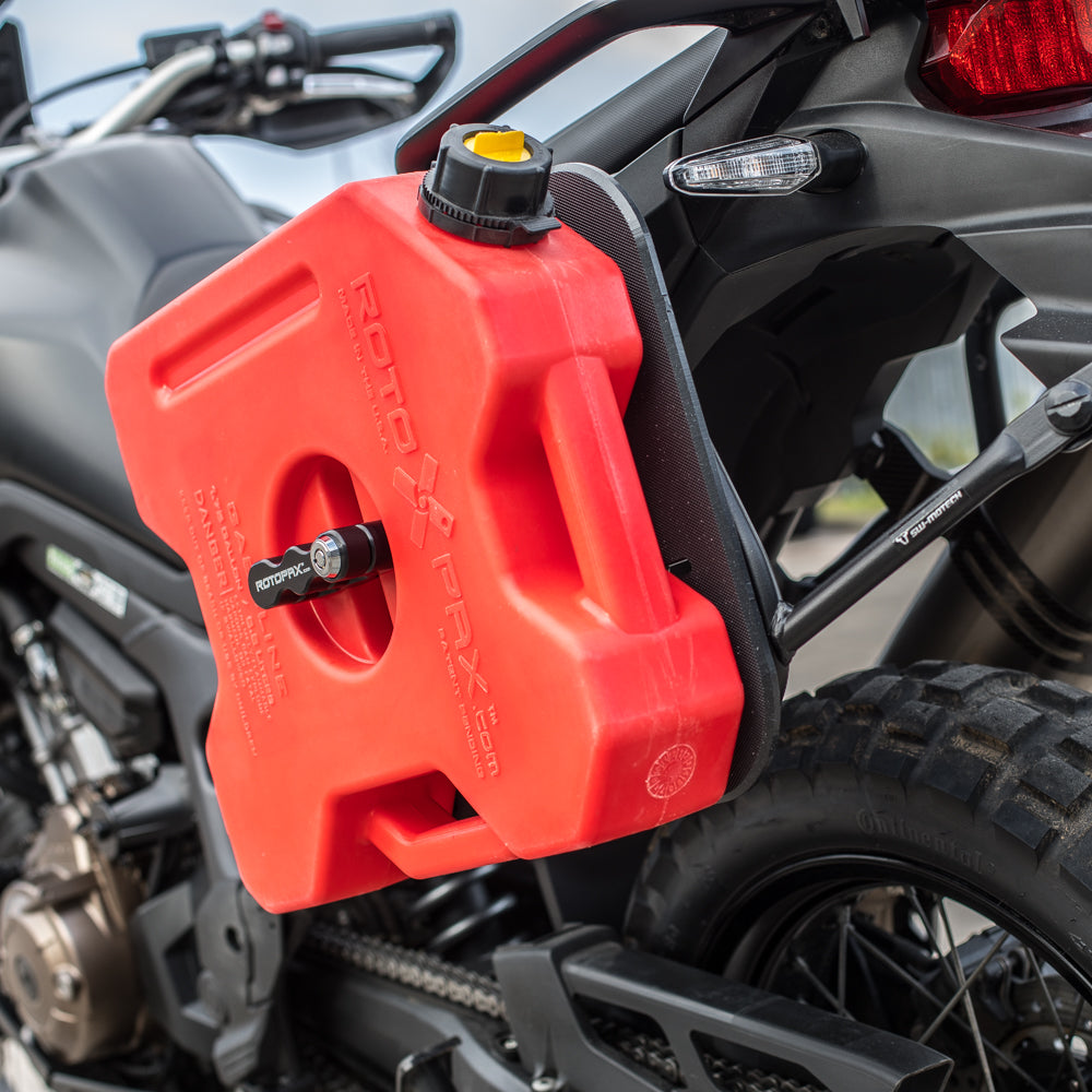 RotopaX 1.75 Gallon Gasoline container showcasing its ergonomic design and secure cap.