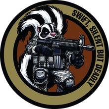 Load image into Gallery viewer, "Street Cat Collection" Patch 4 - "Swift, Silent But Deadly" - Tactical Skunk - 3.5" Sticker