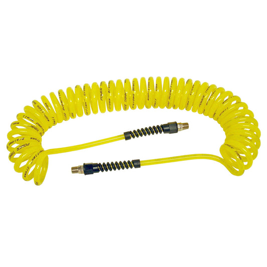 Air Hose 30 ft. Coiled 1/4" NPT Male Thread Superflex High Pressure Yellow Power Tank