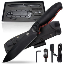 Load image into Gallery viewer, "The Fireline" Bushcraft Survival Knife with 1095 High Carbon Blade Giftset (Black and Orange)
