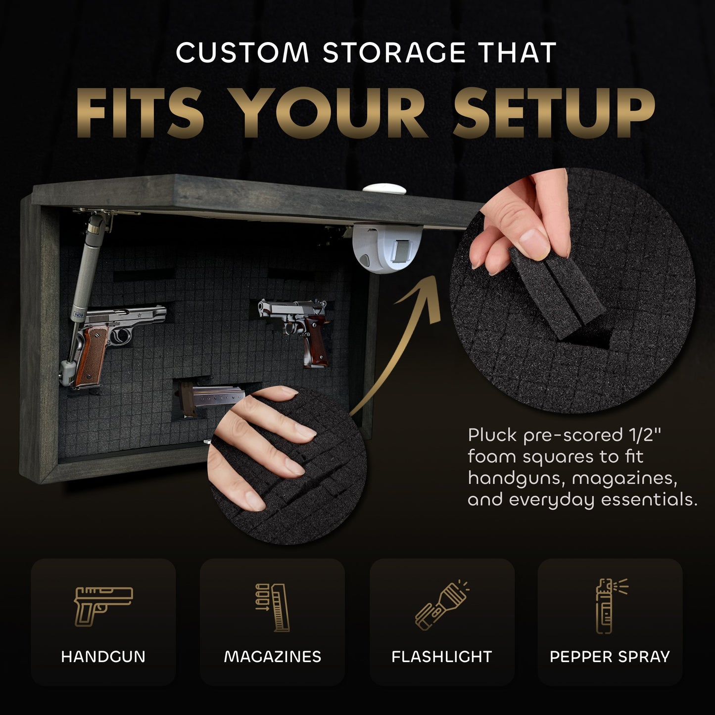 Wild Turkey Pair Gun Concealment Furniture - Handcrafted Hidden Gun Storage Wall Decor - Hidden Safe Furniture with Magnetic Lock for Quick Access & Storage - Made in USA