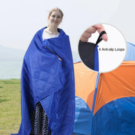 Outdoor Waterproof Blanket with Warm Fleece
