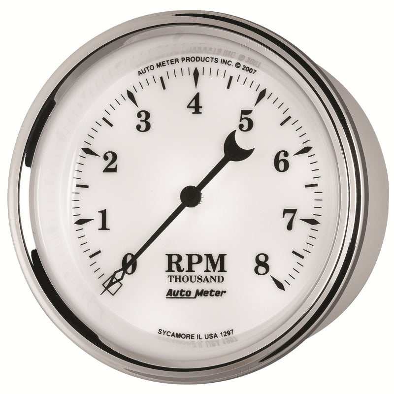 AutoMeter Gauge Tachometer 3-3/8in. 8K RPM In-Dash Old Tyme White II