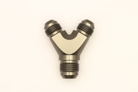 DeatschWerks 8AN Male Flare + 8AN Male Flare to 10AN Male Flare Y Block Fitting