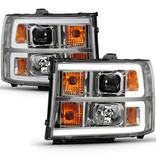 Load image into Gallery viewer, ANZO 2007-2013 GMC Sierra 1500 Projector Headlight Plank Style Chrome w/ Clear Lens Amber