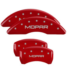 Load image into Gallery viewer, MGP 4 Caliper Covers Engraved Front &amp; Rear SRT8 Red finish silver ch