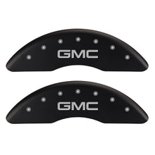 Load image into Gallery viewer, MGP 4 Caliper Covers Engraved Front &amp; Rear GMC Red finish silver ch