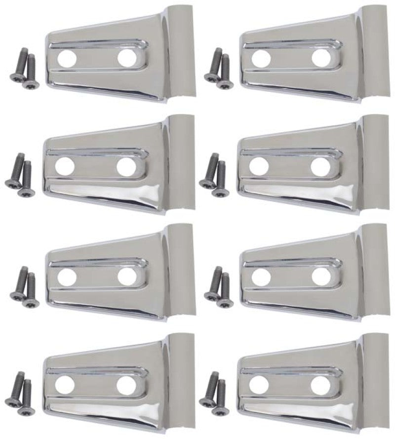 Kentrol 07-18 Jeep Wrangler JK Door Hinge Overlays 8 Pieces 4 Door - Polished Silver