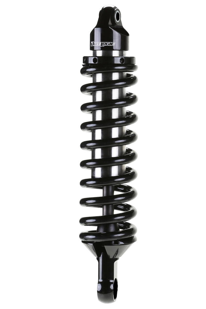 Fabtech 15-18 Ford F150 4WD 2in Front Dirt Logic 2.5 N/R Coilovers showcasing a sleek black design, featuring a coil spring and high-grade materials for enhanced off-road performance.