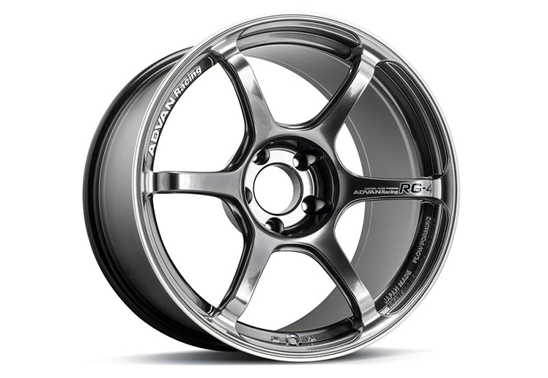 Advan RG-4 18x9.5 +35 5-114.3 Racing Hyper Black & Ring Wheel showcasing its sleek design and hyper black finish by vendor Advan.