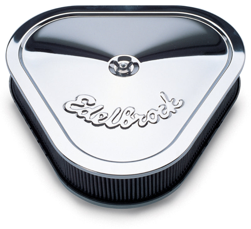 Edelbrock Air Cleaner Pro-Flo Series Triangular Steel Top 14 125In X 13 375In X 3 5In Chrome