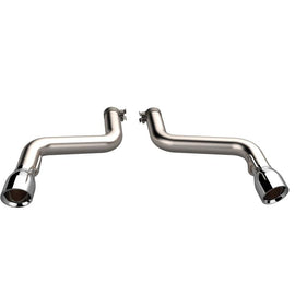 QTP 2016-2024 Chevrolet Camaro SS Eliminator Axle Back Exhaust featuring polished stainless steel pipes and 4.5 inch tips.