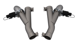 QTP Aggressor Cutout Pipes for 2012-2022 Jeep Grand Cherokee SRT Trackhawk and Dodge Durango SRT. High-performance exhaust components featuring a sleek design.