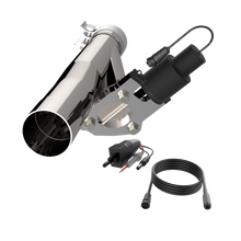 Load image into Gallery viewer, Stainless steel QTP Aggressor Cutout Pipe for 2019-2024 Ford Ranger 2.3L featuring an integrated actuator and wiring harness.