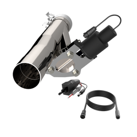 Stainless steel QTP Aggressor Cutout Pipe for 2019-2024 Ford Ranger 2.3L featuring an integrated actuator and wiring harness.