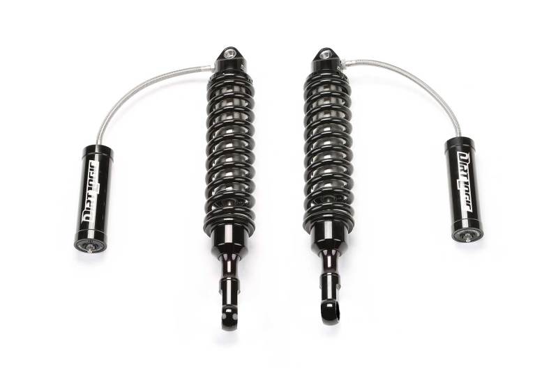 Fabtech 15-18 Ford F150 2WD 2in Front Dirt Logic 2.5 Reservoir Coilovers - Pair showcasing the durable stainless steel body and advanced design for optimal off-road performance.