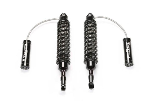 Fabtech 15-18 Ford F150 2WD 4in Front Dirt Logic 2.5 Reservoir Coilovers showcasing sturdy construction and advanced design for high-performance off-roading.