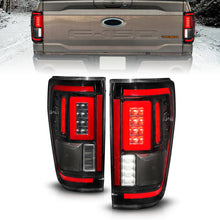 Load image into Gallery viewer, ANZO 21-23 Ford F-150 LED Taillights Seq. Signal w/BLIS Cover - Black (For Factory Halogen ONLY)