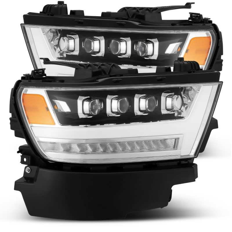 AlphaRex 19-20 Ram 1500HD NOVA LED Proj Headlights Plank Style Chrome w/Activ Light/Seq Signal/DRL