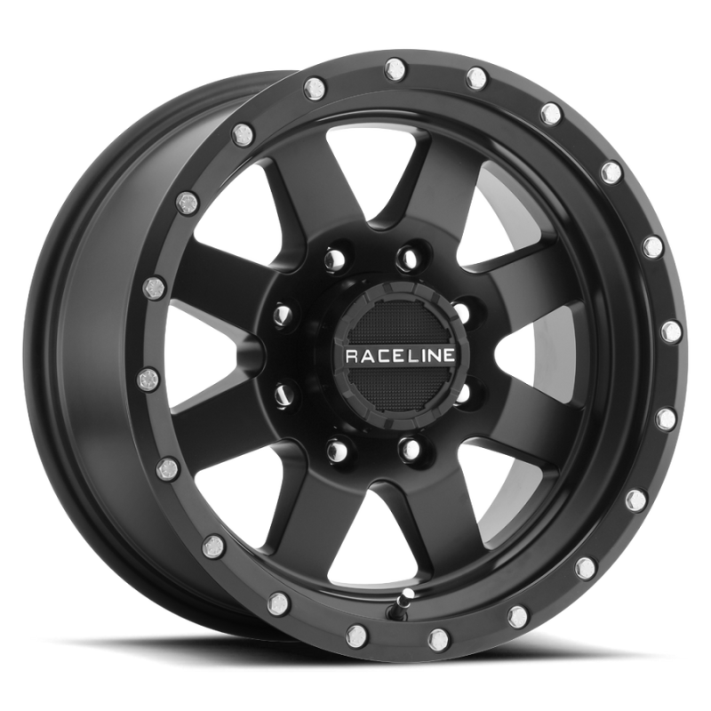 Raceline 935B Defender 18x9in / 5x127 BP / -12mm Offset / 83.82mm Bore - Satin Black Wheel